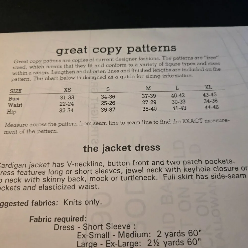 Great Copy Patterns #1290 Jacket Dress Full Maxi sewing vintage UNCUT